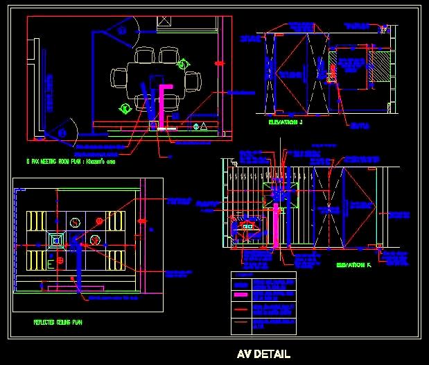 Conference Room AV Setup CAD- Wiring & Equipment Details